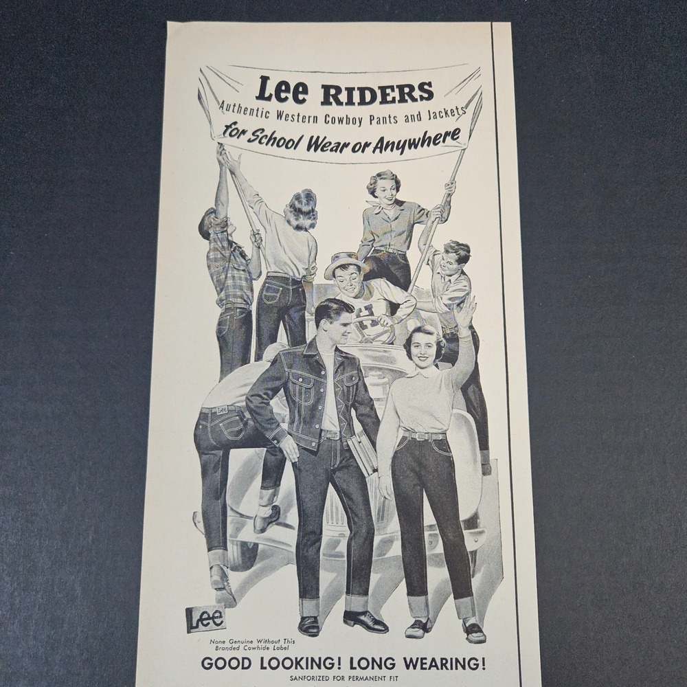 1951 Lee Riders Authentic Western Cowboy Pants & Jackets Vintage‎ Print Ad Jeans
